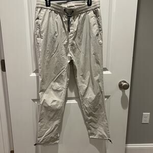 Pacsun Mens Large Performance Joggers Pants Tan Cotton Nylon Drawstring at Ankle